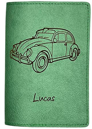 Porte Carte Grise Personnalisé, Pochette Made in France, Étui 100% Personnalisable, Protège Carte Grise Voopies, Protection Carte Grise Cuir. (Vert)