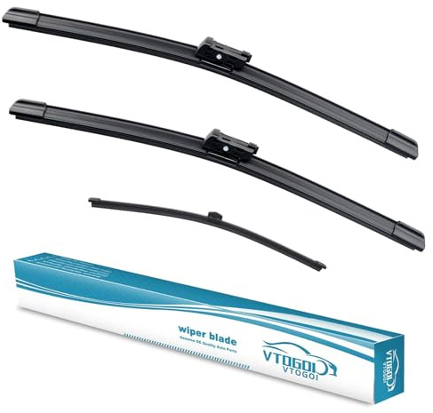 VTOGOI - Escobillas limpiaparabrisas con escobilla trasera de repuesto para BMW X1 2016-2022, calidad OEM, instalación fácil tipo DIY, 66 + 41 + 36 cm, set de 3