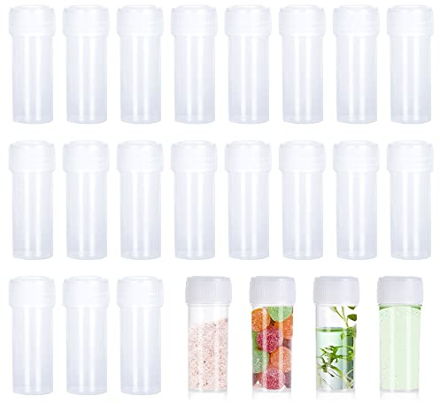 Raiflager 30 Pcs 5ml Plastic Sample Bottles, Vial Storage Test Tube Container With Lid for Accessories, Parts, Small Items, Lab Mini Clear Case