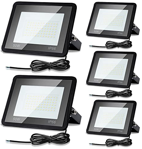 Joparri Projecteur LED Exterieur 50W 3000K Blanc Chaud 4250LM, 5 Pack Spot LED Extérieur IP66 Imperméable, Eclairage Exterieur, Lampe Exterieur pour Terrasse Garage Jardin