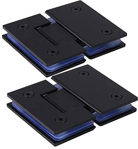 Frameless Shower Door Hinges, 180 Degree Glass Shower Door Hinges,Heavy Duty Stainless Steel Glass to Glass Hinge Glass Shower Doors Hinge Replacement Parts Black for 8-12 mm