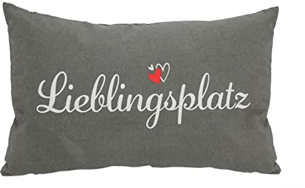 Spetebo Kissen Lieblingsplatz in grau - ca. 50 x 30 cm - Sofakissen mit Schriftzug Deko Couch Sofa Kissen Zierkissen Kuschelkissen Geschenkidee
