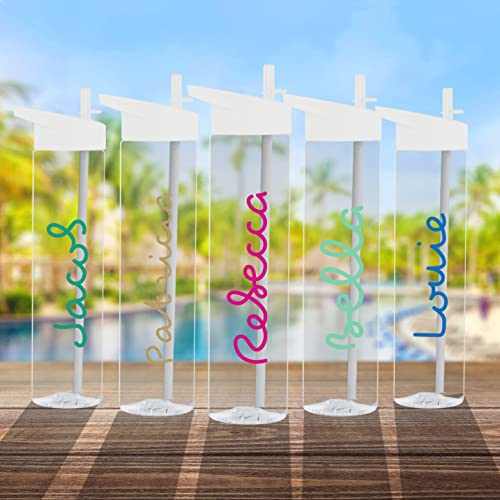 eBuyGB Personalised Water Bottle Clear ANY NAME Island Inspired Font School Sports Gift 600ml Custom Decal Vinyl Sticker