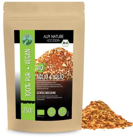Alpi Nature Aglio e Olio Gewürz BIO 250g, italienisches Gewürz, Aglio e Olio Gewürzmischung