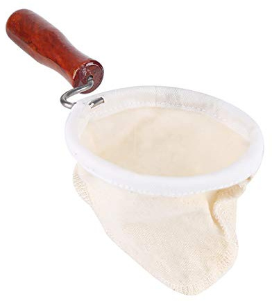 Filtros Reutilizables, Colador de café Yctze, Colador de Filtro de café Hecho a Mano de Tela de Franela Lavable Reutilizable con Mango de Madera (L)