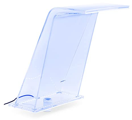 Uniprodo UNI_WATER_36 Schwalldusche 45 cm LED-Beleuchtung Blau/Weiß 395 mm Wasserauslauf Wasserspiel Garten Gartenbrunnen Wasserfall Acryl-Wasserfall