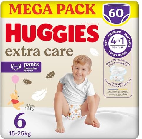 Huggies Extra Care Lot de 60 couches Taille 6 (15-25 Kg)
