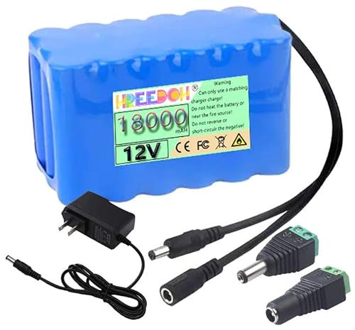 FREEDOH Batterie au Lithium DC 12V, Batterie Li-ION Rechargeable 10AH 12Ah 15AH 20AH 30AH puissante Batterie au Lithium polymère Portable, adaptée aux équipements d'alimentation 12V,12v 18ah