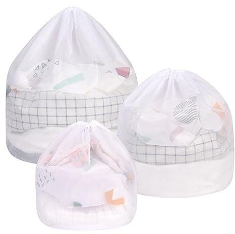 Flintronic 3PCS Bolsas para Ropa Delicada, Malla Fina Bolsa de Lavadora, Bolsas para Ropa Delicada, para Ropa y Organizador de Colada y Lavadoras, Hogar, Hotel(30 * 40+40 * 50+50 * 60)