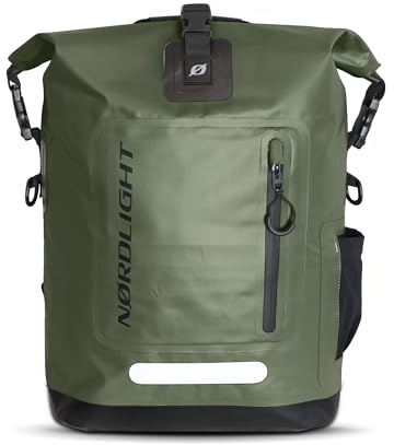 Nordlight Wasserdichter Rucksack Roll Top 25L - Hybrid 25 (Olivgrün) | Dry Bag Rucksack mit 15 Zoll Laptopfach, Außen- und Innentaschen, gepolsterter Tragesystem