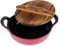 AILIBOO Dutch Oven Topf, rund, Gusseisen, Emaille, Kochgeschirr mit Holzdeckel, Suppentopf, Mini-Suppentöpfe – Rosa