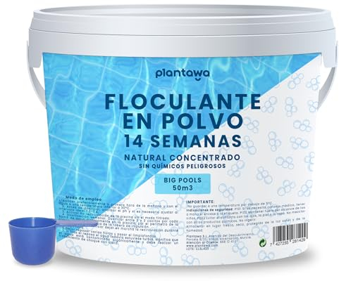 PLANTAWA Floculante Piscina en Polvo | Tratamiento de 14 Semanas para Agua Turbia | Clarificador Eficaz y Duradero | Mejora la Filtración | Compatible con Todo Tipo de Piscinas