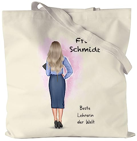 Kiddle-Design Jutebeutel Personalisiert | Lehrerinnen Geschenk | Mit Namen und Spruch | Abschiedsgeschenk Grundschule | Danke Geschenk für Beste Lehrerin