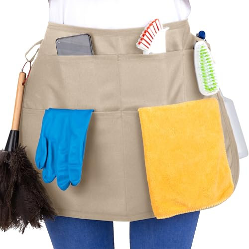 SupplyMaid Delantal de limpieza de velocidad profesional impermeable. Diseñado para limpiadores profesionales como un organizador de limpieza alrededor de tu cintura, Caqui desierto , Standard