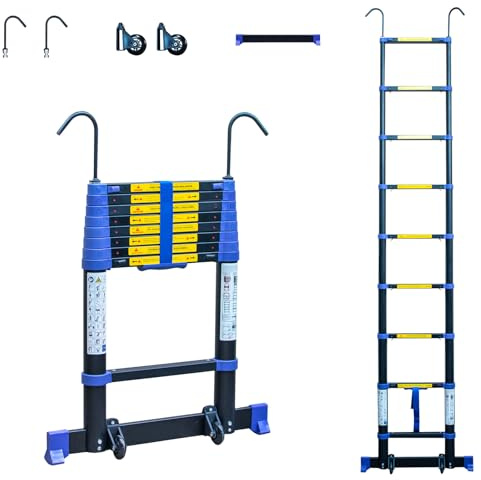 HOSTRÖM Teleskopleiter 2,6m TELESCOVA8+, Aluminium, Faltbar, Ausziehbar, Multifunktion, Maximale Arbeitshöhe 3,5m, Abnehmbare Haken, 5 Jahre Garantie