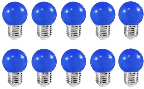 ZFQ Farbige 2W E27 G45 LED Glühbirne e27 Beleuchtung Leuchtmittel, Bunte Glühbirnen für Hochzeit Halloween Weihnachten Party Bar, Blau 10 Stück