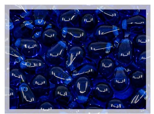 Czech 50-Piece Glass Beads, 6x9mm, Teardrop Transparent Dark Blue