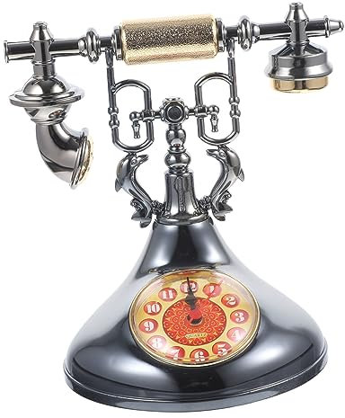 OSALADI Künstlerische Vintage Telefon Tischuhr Abs Retro Uhr Dekoration Für Wohnzimmer Nachttisch Mit Großer Lesbarer Skala