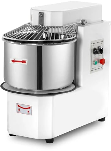 Ristoattrezzature - Impastatrice a Spirale Professionale - Testa Ribaltabile, Vasca Estraibile - Monofase - 10 Litri, Capacità Farina 2kg, Capacità Impasto 3kg