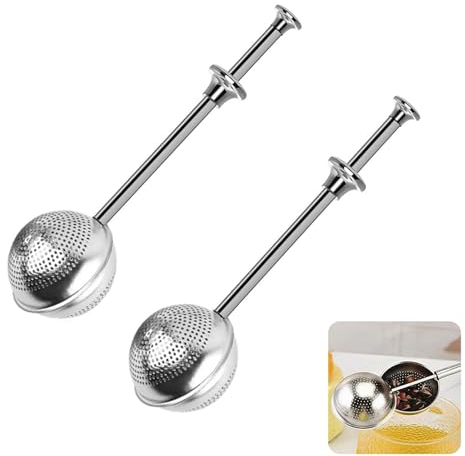 Sqxaldm 2 Stück Teesieb Edelstahl Teefilter Teeei für Losen TeeTeefilter mit langem Griff Teesieb Teefilter für Tasse - Teesieb mit Griff aus 304 Edelstahl für Losen Tee, Rose, Kaffee, Gewürze