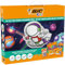 BIC Kids Aufblasbares Spielzeug Set zum Malen im Weltall Motiv: 12 Evolution Buntstifte, 12 Kid Couleur Filzstifte, 6 Glitzerkleber & 4 aufblasbare Spielzeuge