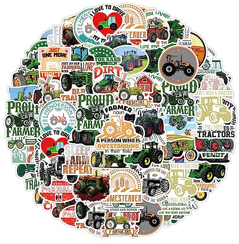 50Stück Traktor Aufkleber für Motorrad,Auto,Kühlschrank,Fahrrad,Laptop, Stoßstange,Skateboard,Wasserdicht Vinyl Cartoon Baustellenfahrzeug Aufkleber,Jungen Geschenk,Traktor Thema niedliche Sticker