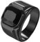 JewelryWe Ring Herren Edelstahl Siegelring: Schwarz Quadratischer Achat Onyx Breitband Biker Vintage Solide Poliert Hip Hop Rock Band Männer Ringe mit Gravur Größe 65