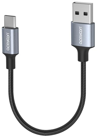 aceyoon Cable USB C 10cm Cable USB A a USB C Corto 3A Carga Rápida y Sincronización Cargador Tipo C Nylon Tejido para Samsung Galaxy S24 S23 S22 S21, para Huawei P50 P40 P30 (Negro)