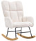 VEVOR Swing,113kg Weight Capacity Teddy Fabric Upholstered Slider Rocker Soft Seat and High Backrest, Nursing Chair for Nursery Bedroom, Living Room, Ivory White, 95x71x97cm