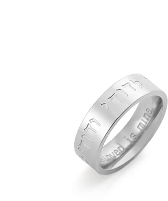 unift Salomongesang Mein Geliebter ist Mein Ring für Männer Frauen Edelstahl Jüdische Kabbala Bandring Gebetsring Religiöses Amulett Schmuck, Edelstahl, Kein Edelstein