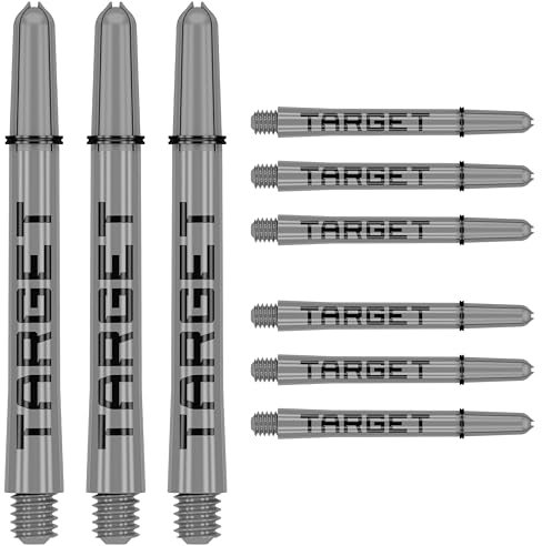 Target Darts Pro Grip Tag Shaft (9er Pack) Multipack Shafts Profi Dart Zubehör, Dart Shaft Set – Schwarz & Grau, Länge: Medium
