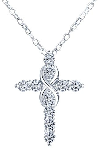 Yumilok Silberkette Damen 925 mit Anhänger - Halskette Damen Kette mit Unendlichkeit Kreuz Anhänger Kette mit Moissanit Diamant Silber 925 Geschenk für Frauen Freundin Mama