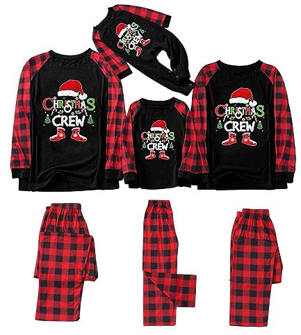 Allbestop Ensemble Assorti T-Shirt,Pyjama Carreaux Rouge Femme Family Pajamas Set Ensemble De Noel Femme Pyjama Couple Noel Pull Noel Famille Vetement Bebe Reborn Fille(Rouge-3,12-18 Mois)