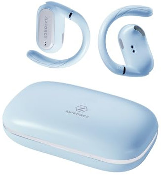 ZIPFORCE True Wireless Earbuds, Open-Ear Bluetooth 5.4 Headphones 4-Mics ENC Clear Call, Bluetooth Earbuds Touch Control, IPX6 Waterproof TWS, Light-Weight Earphones, Blue