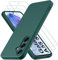 Coque Samsung Galaxy A55 5G, avec 3 Pièces Verre trempé Protection écran, Couche Intérieure Douce, Mince Souple Silicone Étui Protection Antichoc Bumper Housse TPU Téléphone Case Cover, Vert Nuit