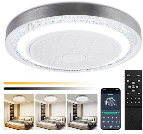 50cm Ventilator Deckenleuchte - 72W LED Deckenventilator mit Beleuchtung, 3 Farbtemperatur und 6 Geschwindigkeiten Deckenventilator mit Lampe, Timer, Fernbedienung Leise Dimmbar Ventilator Deckenlampe