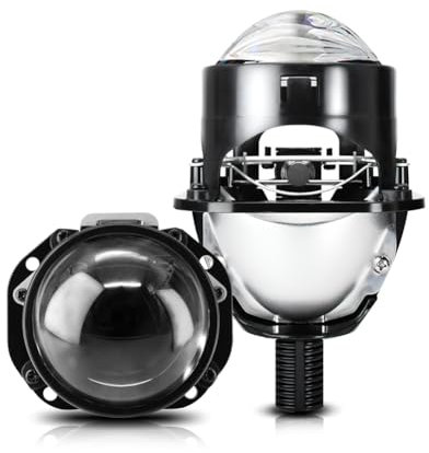 Swiixxer Lente de Proyector LED Bi de 2,5 Pulgadas para Lentes LED H4 H7 9005 9006 Bombillas de Faros Delanteros de Automóvil 8000LM 6000K con Haz Alto/Bajo LHD