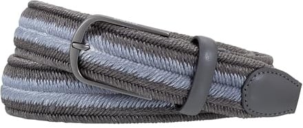 DUDU Cintura Elastica Intrecciata Made in Italy di Lino da Uomo, H 35 mm, Con Dettagli in Vera Pelle Anthrazit von 95 cm