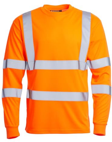 Blackrock Hi-Vis Long Sleeve T-Shirt, Rail Industry Orange High Visibility Work Top, for Men Women Unisex, Work Utility & Safety PPE Workwear, EN20471 Class 3 Certified - Size Large