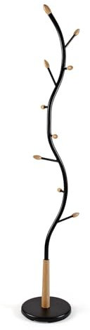 Versa Swindon Porte-manteau sur pied de style minimaliste avec 9 crochets ou crochets pour vêtements ou sacs pour l'entrée Dimensions (H x L x l) 180 x 30 x 30 cm Métal et bois Noir