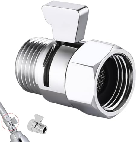 G1/2 Shower Head Shut Off Valve, Shower Head Flow Control Valve, Leakproof Water Restrictor Switch for Handheld Showers, Bidet Sprayers, Toilet Sprayers, Hose Attachments, Bathroom Accessories