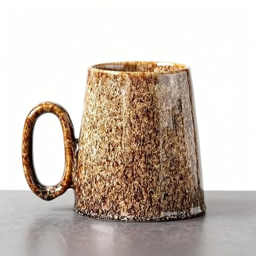 Ximoryn Vintage Gradient Glaze Ceramic Mug, 400ml Large Capacity Handled Cup for Coffee/Tea, Artistic Home Drinkware (White to Gold Fade)