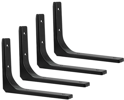 4 Stück Regalhalterung Schwerlastwinkel Regalträger, 90 Grad Metall Regalwinkel, L-förmige Regal Winkel regalhalterung, Möbel Eckregal für Küche, Schlafzimmer (Schwarz, 200 x 150mm)