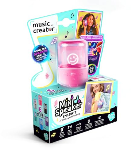Canal Toys Music Creator Mini Speaker – Portable Wireless LED Speaker | Customisable 3W Mini Speaker with Colour-Changing Lights, Stickers, Marker, Keychain Clip and USB-C Rechargeable Battery
