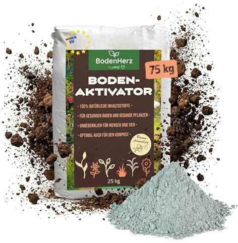 BodenHerz Bodenaktivator mit Mineralien 100% Natur Langzeitwirkung petigi | 75 kg, zur Bodenverbesserung, Bodengesundheit für Beet und Rasen