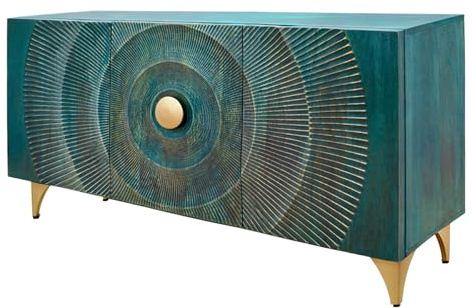 Sideboard GOLDEN SUNSET - 140cm - gold türkis - Mangoholz mit Stauraum
