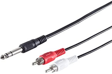 Cavo audio, poli, jack audio da 6.3 mm a 2 connettori RCA, 1.5 m