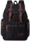 BLUBOON Vintage Backpack Leather Trim Casual Bookbag Men Women Laptop Travel Rucksack, Black, 12 x 17.8 x 6.5 inches