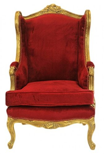 Casa Padrino Barock Lounge Thron Sessel Bordeaux Rot/Gold - Antik Stil Ohrensessel
