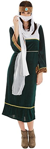 dressforfun Frauenkostüm Orient Dame | Schönes Kleid mit Bindegürtel | wundervolle Kopfbedeckung mit Schleier | Perfekte Verkleidung aus 1001 Nacht (XXL | Nr. 300994)